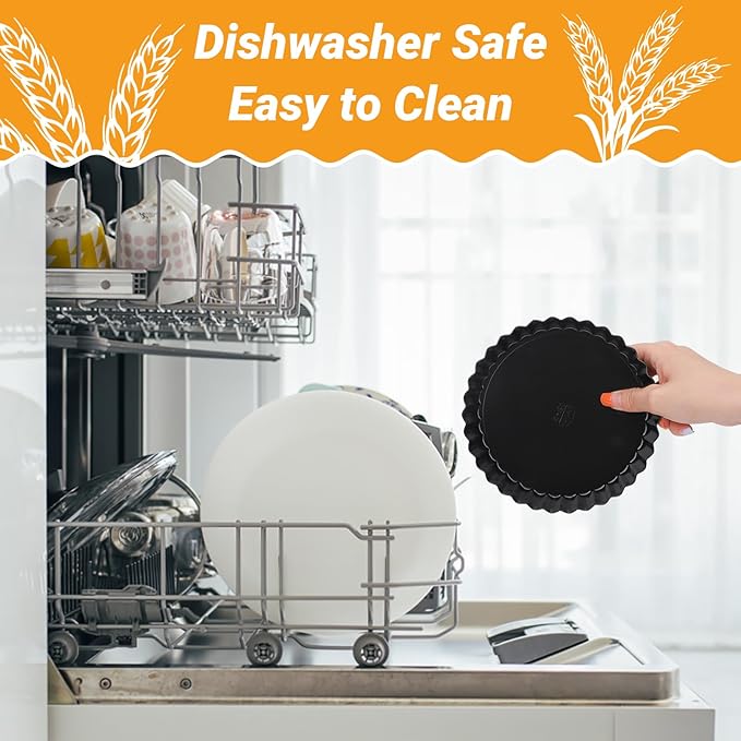 Beasea 6 Inch Tart Pan, 4pcs Small Pie Pans Removable Bottom Mini Tart Pans Non Stick Pie Pan, Loose Bottom Fluted Tart Pan Round Instant Pot Quiche Pan for Oven Baking