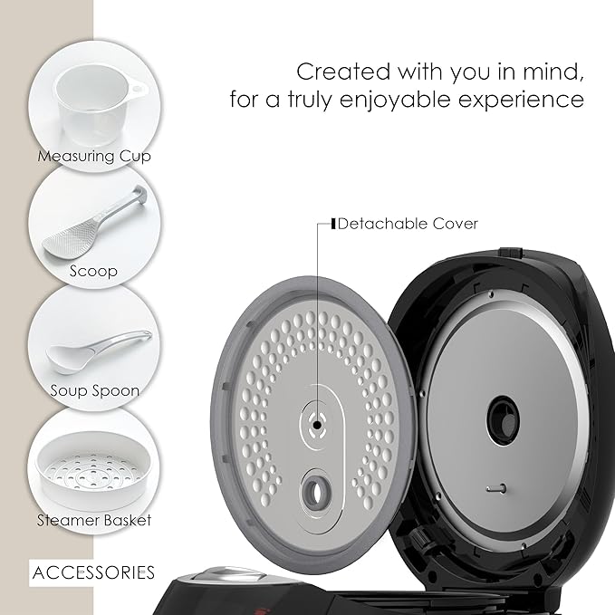 MAGiC COM Rice Cooker, 10 Cup(Uncooked) 20 Cup(Cooked) One Touch Healthy Cooking with 15 Menu Modes, Nonstick Inner Pot, Steamer Basket, Auto Clean, 24 Hour Delay Timer and Auto Keep Warm (Black)