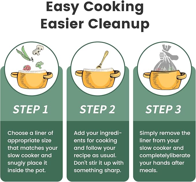 KOOC Slow Cooker Liners 11"x17" 20 count Middle Size Disposable Plastic Bags Pot Liners Cooking Bags Fit 3 qt to 4 qt Pot BPA Free