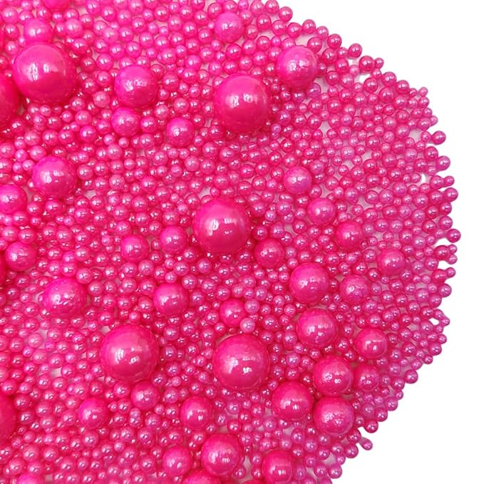 Edible Rose Pink Sugar Pearls Candy Sprinkles 120G/ 4.23Ounce Baking Cake Sprinkles Cupcake and Cake Topper Cookie Decorations Wedding Party Valentines Halloween Christmas Supplies