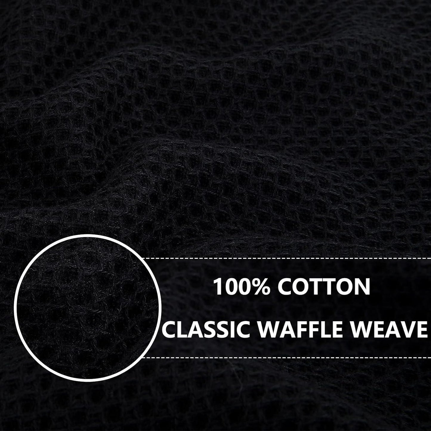 Homaxy 100% Cotton Waffle Weave Kitchen Dish Towels, Ultra Soft Absorbent Quick Drying Cleaning Towel, 13 x 28 Inches, 12-Pack, Black