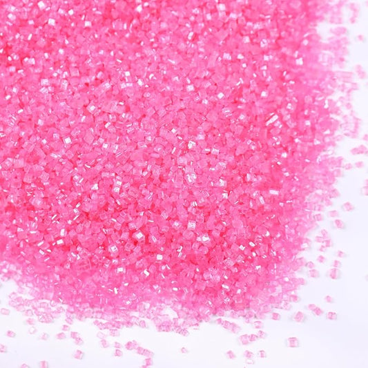 Sanding Sugar Pink Edible Sugar Sprinkles Sanding Sugar for Cake Decorating, Sparkling Edible Crystal Candy White Pearl Sugar for Wedding Party Baking Cupcake Cookie Ice Cream Decoration Supplies - 5.3 oz