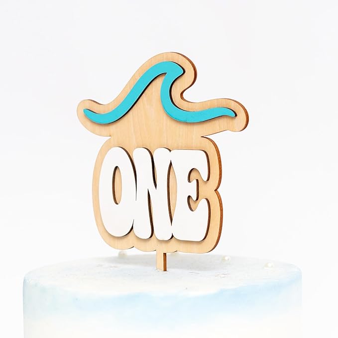 Wave Cake Topper - The Big One Cake Topper, Beach Themed First Birthday Decoration Supplies, Surf Theme 1st Birthday Party Decor for Cake Smash, Photo Props...