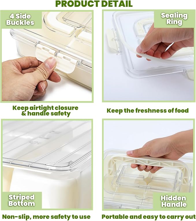 Divided Serving Tray with Lid and Handle, Snackle Box Container Portable Snack Platters with 7 Compartments & Forks, Ice Chilled Organizer for Fruits, Veggies, Salad, Perfect for Entertaining,Picnic