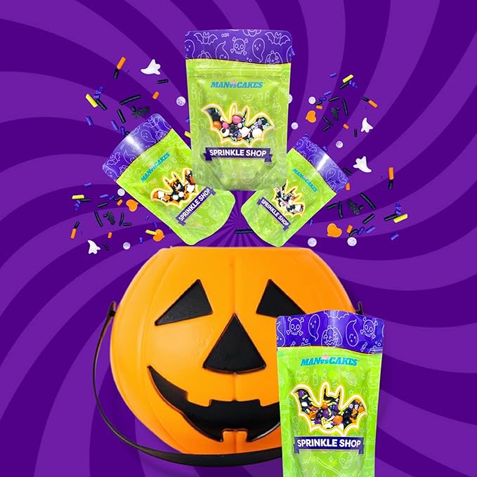 Manvscakes, pink sprinkles, valentines, cake sprinkles, gluten free, cookies, chocolate, fondant, princess topping, ice cream, edible, dessert decoration (Orange black)