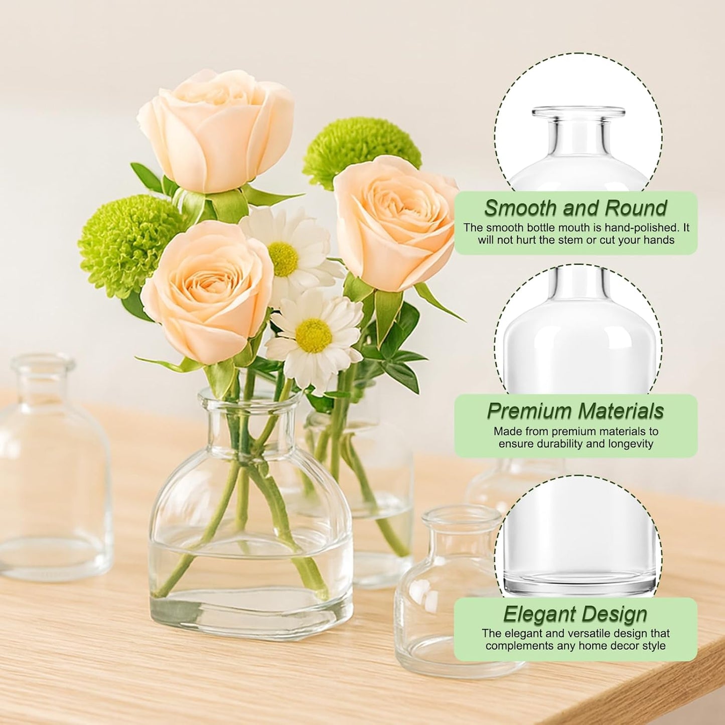 Glass Bud Vase Set of 28 Pcs, Small Clear Bud Vases for Flowers, Vintage Vases for Centerpiece Table Wedding Decorations Home Decor Glass Bottles for Birthday Party Anniversary