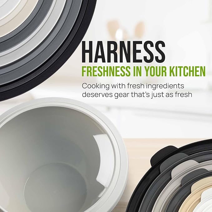 Zulay Kitchen 12 Piece Plastic Mixing Bowls with Leak-Proof Lids Set - Microwave and Freezer Safe Kitchen Mixing Bowls for Preparing, Serving and Storing - Large Nesting Bowls (Midnight Ombre)