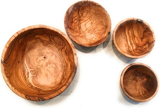 10" Artisan Olive Wood Serving Bowl Exotic Centerpiece or Serving Piece for Salads, Fruit, Snacks. In Sm 6", Med 7", Lg 8", Lg++ 10", XL 11", XXL 12", XXXL 13".(Large++ 10 inch)