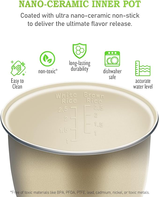 TLOG Mini Rice Cooker 2.5 Cups Uncooked, Healthy Ceramic Coating Portable Rice Maker, 1.2L Travel Rice Pot Small for 1-3 People, Personal Rice maker, Food Steamer, Multi-cooker for Grains, Oats