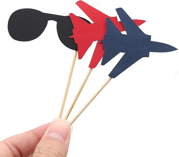 Fighter Party Cupcake Topper - Airplanethemed Birthday Party Decorations,Military Graduation, Jet Banner, Pilot Retirement,Top One Theme Cake Toppers (cake toppers)