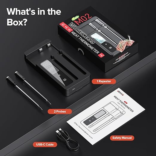 Smart Wireless Meat Thermometer with Dual Probes - Advanced Bluetooth Cooking Thermometer for Perfect Grilling, Smoking, Oven Roasting & Air Frying, Long Range Monitoring & Smart Alerts
