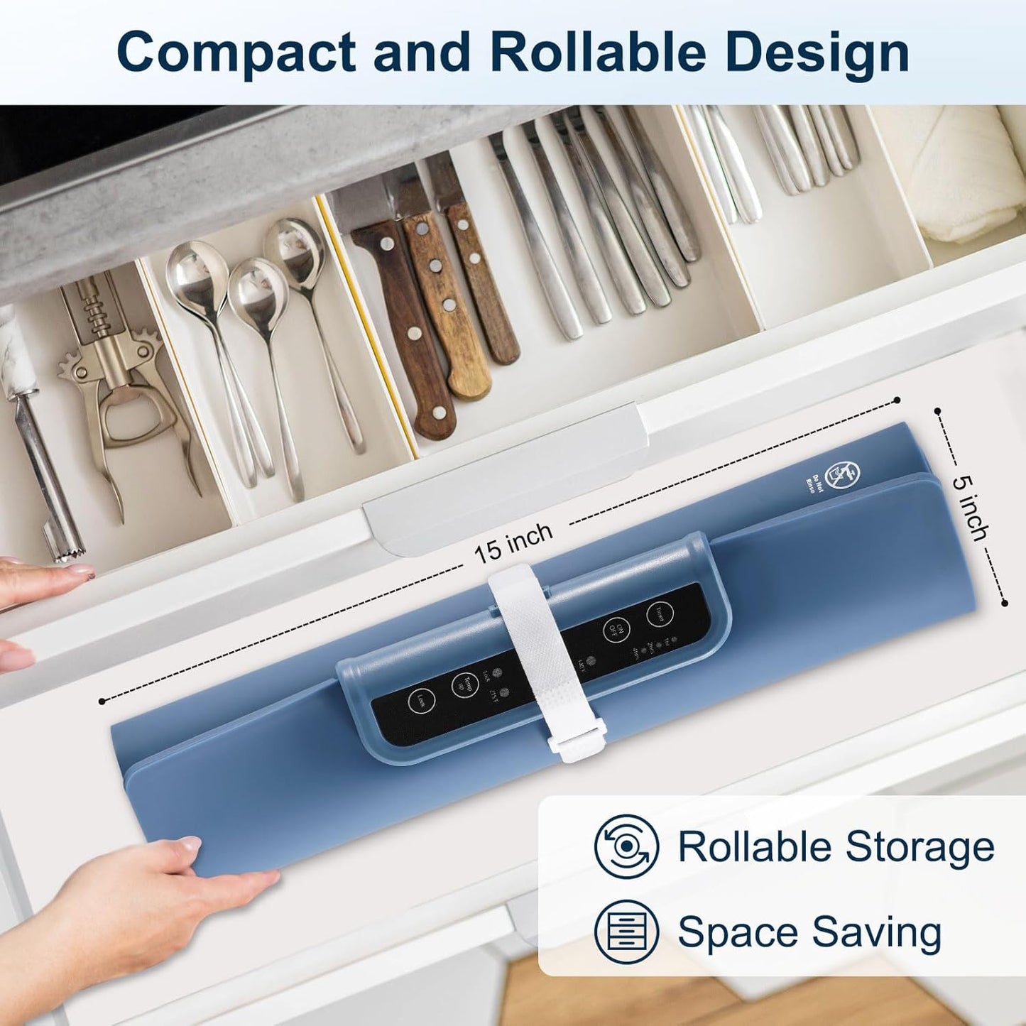 Warming Mat for Food, Full Surface Heating Electric Warming Tray for Food, 3-Temperature Settings Portable Food Warming Mat, Auto Shut-Off Rollable Warming Trays for Buffets Party, Gatherings Blue