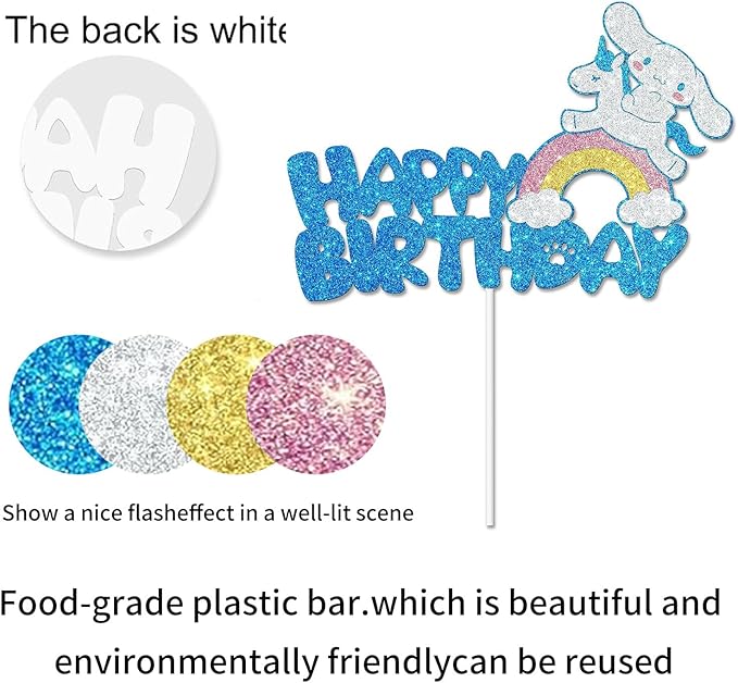 Cute Cake Decorations, Cake Topper, Cartoon Birthday Party Decorations (Blue)