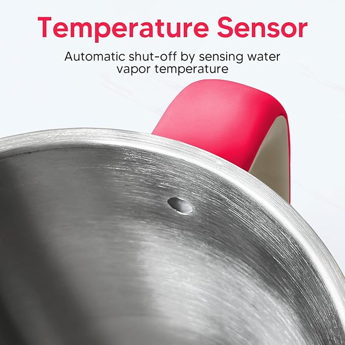 Nueve&Five 1.7L (57oz) Large Electric Kettle Perfect for 7+Cups of Tea and Coffee,2 quarts Double Wall Big Electric Tea Kettle,Auto Shut Off,1200W Hot Water Kettle Electric -Red