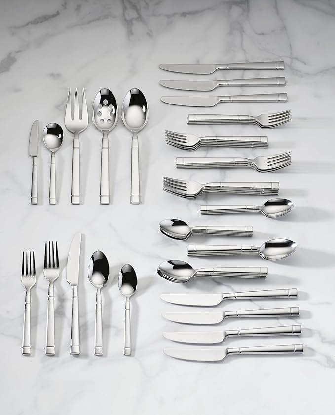 Kate Spade New York Fair Harbor Flatware Set, 18/10 Stainless Steel, 45-Piece