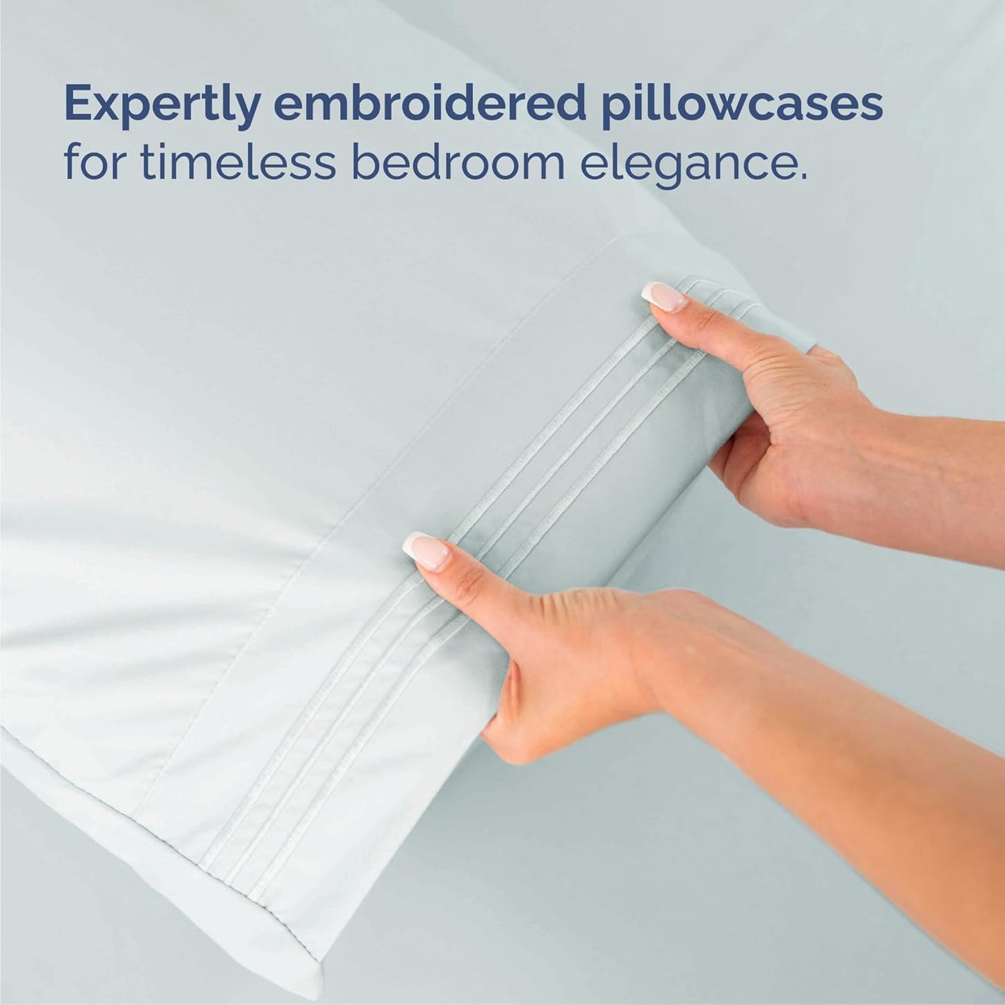 Queen Size 4 Piece Sheet Set - Comfy Breathable & Cooling Bed Sheets Set - Hotel Luxury Bedding for Women, Men, Kids, Teens, Boys & Girls - Deep Pockets, Ultra-Soft, Wrinkle Free - Oeko-Tex - Ice Blue