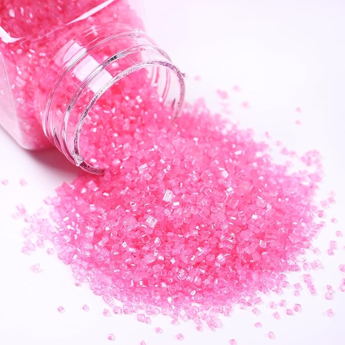 Sanding Sugar Pink Edible Sugar Sprinkles Sanding Sugar for Cake Decorating, Sparkling Edible Crystal Candy White Pearl Sugar for Wedding Party Baking Cupcake Cookie Ice Cream Decoration Supplies - 5.3 oz