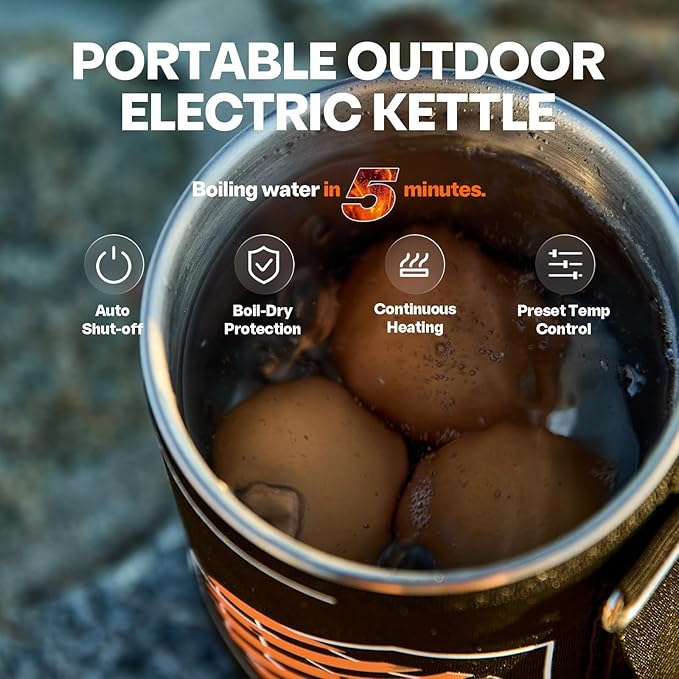 Electric French Press Coffee Maker, Boil Water & Press Coffee 2-in-1, Portable Design for Travel, Camping, 6 Minute Brew Ready