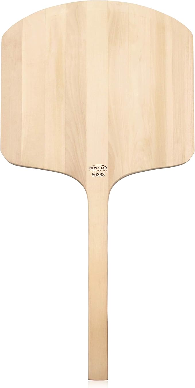 New Star Foodservice 536181 Restaurant-Grade Wooden Pizza Peel, 19" L x 18" W Plate, with 17" L Wooden Handle, 36" Overall Length…