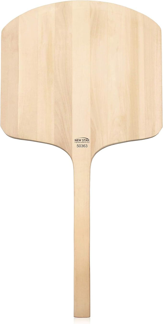 New Star Foodservice 536181 Restaurant-Grade Wooden Pizza Peel, 19" L x 18" W Plate, with 17" L Wooden Handle, 36" Overall Length…