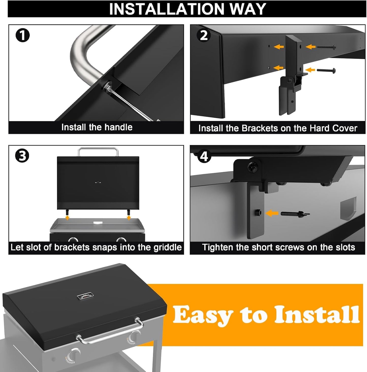 Upgraded Griddle Hinged Lid for 28" Blackstone 1517, 1853, 1605, 1803, 1839, 1856, 1885, 1924, 1983, 2094, 2137, 2145, Hard Cover with Thermometer and Cover for Blackstone 28 Inch Griddle Accessories