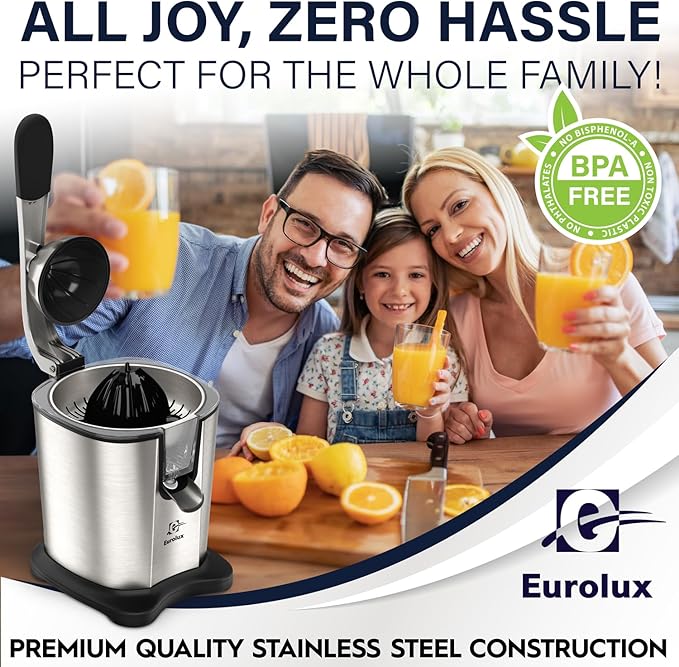 Eurolux Electric Citrus Juicer Power Pro - With 300 Watts of Power, This is The Most Powerful Juicer, for an Easy Smooth Juicing Experience | with Its New Updated Design