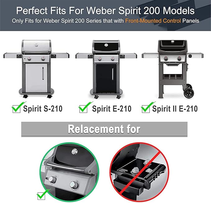 Criditpid Grill Replacement Parts for Weber Spirit I/II 200 with Front Control, 7635 Flavorizer Bars, 69785 Grill Burner Tubes & 7642 Grill Igniter Kit for Weber Spirit E210, E220, S210, S220 Grills.