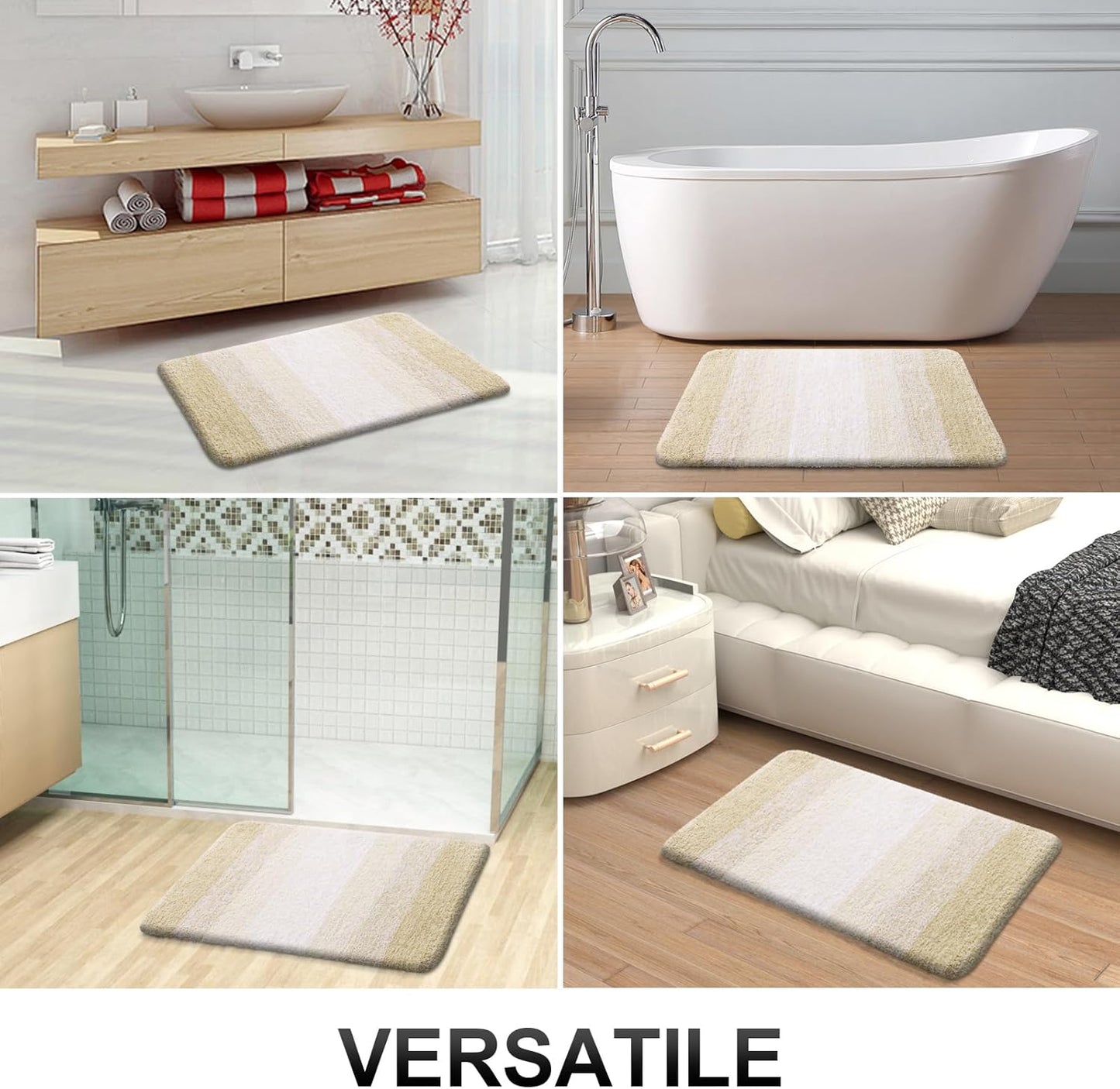 OLANLY Bathroom Runner Rugs 47x17, Extra Soft Absorbent Microfiber Bath Rugs, Rubber Backing, Quick Dry, Washable Bath Mats for Bathroom Floor, Tub and Shower, Home Decor Accessories, Light Beige