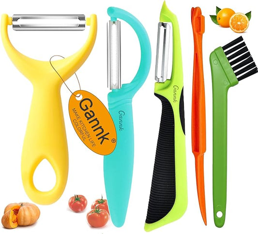 GANNK Vegetable Potato Peelers for Kitchen, Y Peeler for Apple Fruit Carrot Zucchini Cucumber Potatoes, Good Grip Veggie Peeler Makes Peeling Very Easy