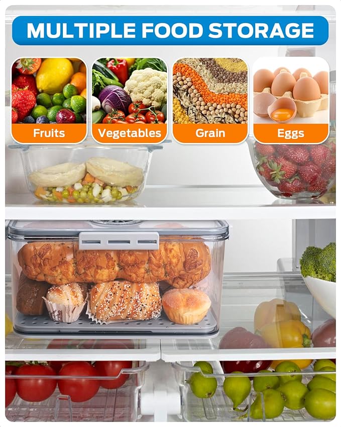 Dynta Bread Box 2 Pack Bread Storage Container Airtight Recording Time Bread Box for Kitchen Countertop Plastic Bread Keeper with Lid for Homemade Bread, Toast, Loaf, Cookies