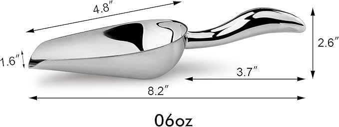 New Star Foodservice 1028508 Stainless Steel Bar Ice Flour Utility Scoop, 6-Ounce