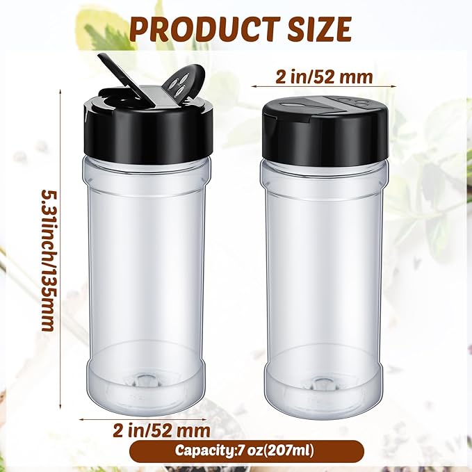 Jadive 36 Pcs 8.5 oz Plastic Spice Jars with Shaker Lids Clear Spice Bottles Plastic Seasoning Containers Empty Shaker for Kitchen Storing Herbs Seasoning Powders Pepper Dry Goods