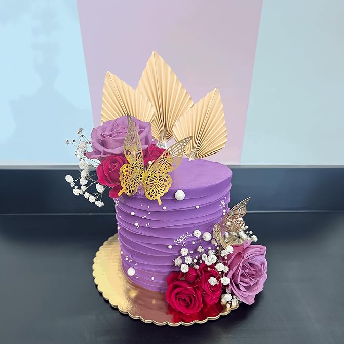 Gyufise 6Pcs Paper Palm Fan Cake Toppers Palm Leaf Fan Cake Topper Palm Spear Leaf Cupcake Toppers Cake Insert Decoration For Cake Decorating Diy Craft Project Home Wedding Party Supplies Beige