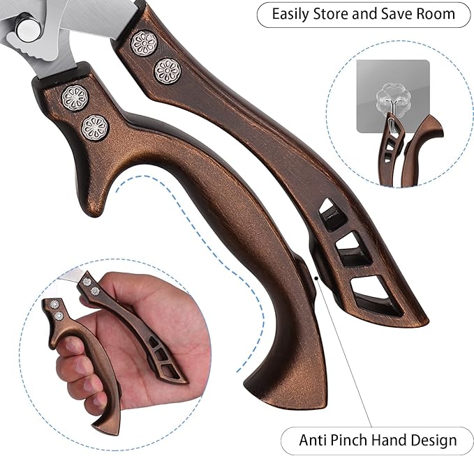 Heavy Duty Poultry Shears with Serrated Edge - For Chicken, Bone, Meat, Turkey, Fish - No Rust, Spring Loaded, Stainless Steel Kitchen Scissors
