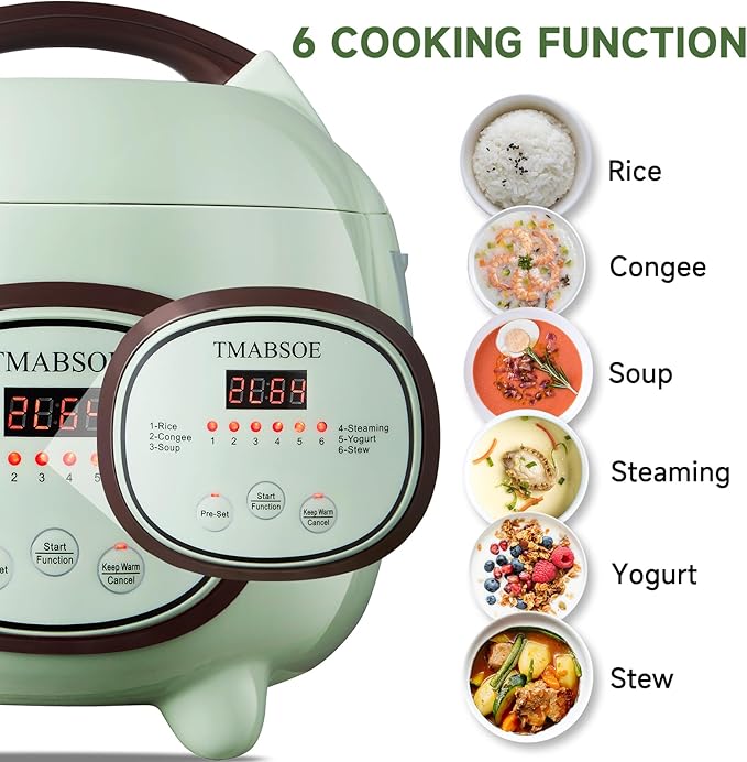 Rice Cooker 6 Cup (Cooked), Small Rice Cooker with 6 Cooking modes,24-Hr Delay Timer and Auto Keep Warm Function, Non-Stick Inner Pot,1.6L Suitable For 1-3 People