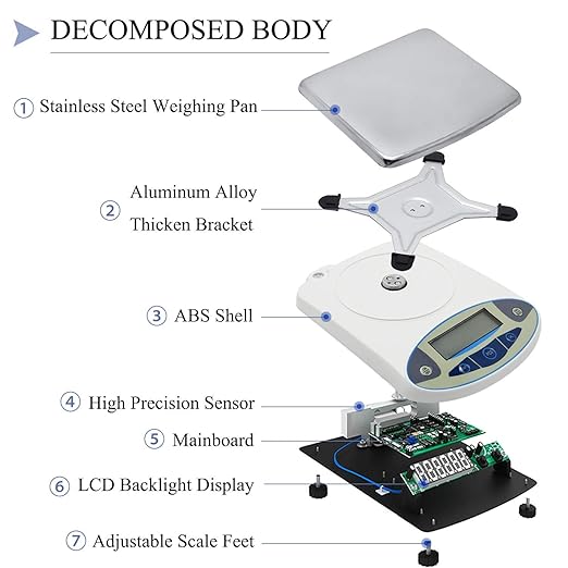 CGOLDENWALL Lab Scale 30kgx0.1g Digital Precision Scale Electronic Balance Laboratory Weighing Industrial Scale Kitchen Counting Scale Scientific Scale Calibrated 110V (30kg, 0.1g)