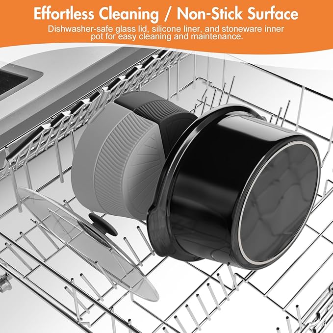 7-Quart Oval Slow Cooker Electric with Nonstick Removable Pot, 3 Temp Settings, Programmable, Dishwasher Safe