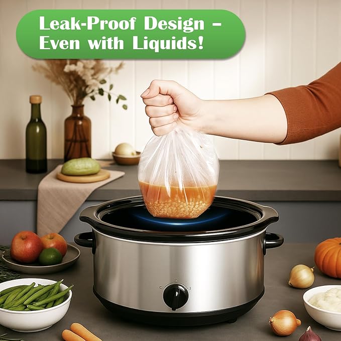 Slow Cooker Liners 3-8 Quarts Disposable Pot Liners 13"x21" Mess-Free Cooking & BPA Free Cooking Bags Suitable for Oval & Round Pots High-Temperature Resistant Liners(20 Liners)