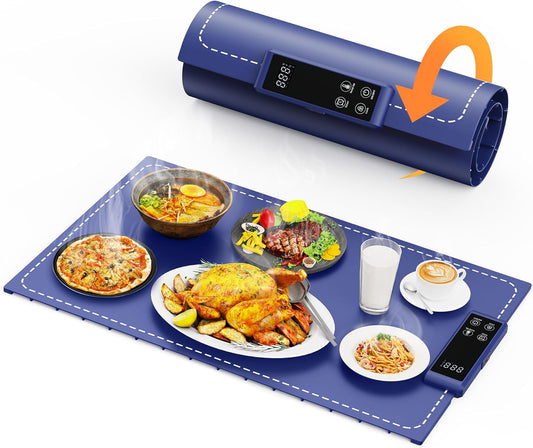 Warming Mat for Food Electric Food Warming Tray Large 24x16in Rapid Full-Surface Heating Portable & Rollable Versatile Food Warmer for Countertop Perfect for Gatherings Parties Everyday Use