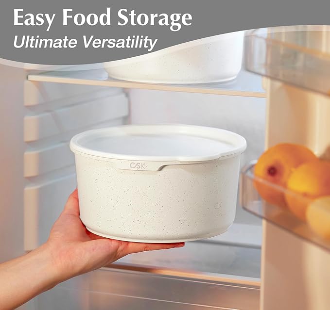 KOCH SYSTEME CS 17 PCS Pots and Pans Set, Nonstick Cookware Set Detachable Handle, Induction Kitchen Cookware Sets Non Stick with Removable Handle, RV cookware set, White