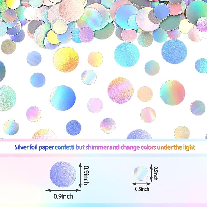 400PC Circle Dots Iridescent Confetti for Birthday Decorations Round Table Scatter for Wedding Baby Shower Bachelorette Bridal Shower Party Supplies