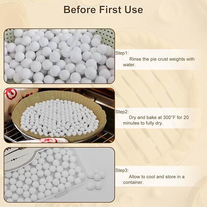 0.83LB Ceramic Pie Weights for Baking, Premium Natural Baking Beans，Reusable Ceramic Stoneware Suitable for Various Pies and Pastries