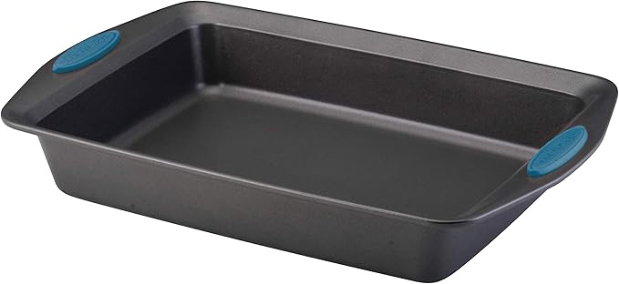 Rachael Ray Yum -o! Nonstick Bakeware Baking Pan With Grips / Nonstick Cake Pan With Grips, Rectangle - 9 Inch x 13 Inch, Gray