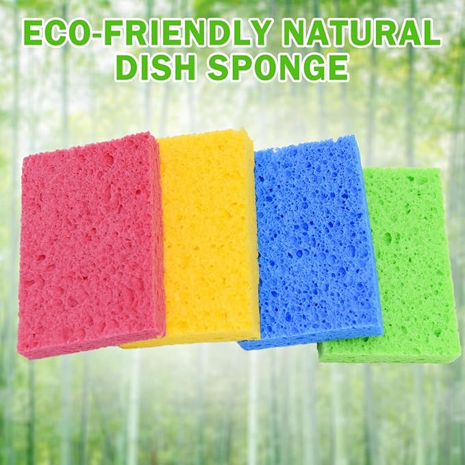 YoleShy 24 Pack Kitchen Sponges Natural Cellulose Compressed Sponges for Cleaning Reusable Dish Sponges Kitchen Non-Scratch DIY for Kids