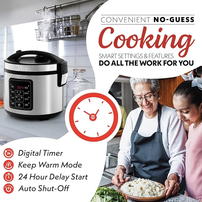 Digital 20-Cup Rice Cooker & Steamer, 5-Qt One-Touch 8-in-1 Cooker w/Delay Timer & Warm