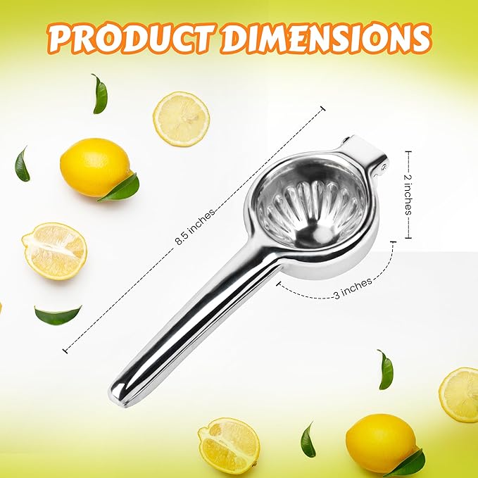 Stainless Steel Lemon Squeezer | Heavy Duty Handheld Juicer with Large Bowl | Premium Manual Citrus Press | Stainless Steel Lemon Lime Squeezer & Juicer Hand Press | Rust-Resistant, Dishwasher Safe