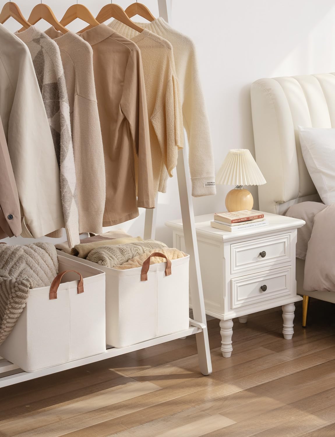 StorageWorks Storage Bins, Fabric Storage Bins for Shelves, Extra Large Storage Baskets with Metal Frame, Closet Baskets and Bins with Handles, Jumbo, Natural Color, 2-Pack