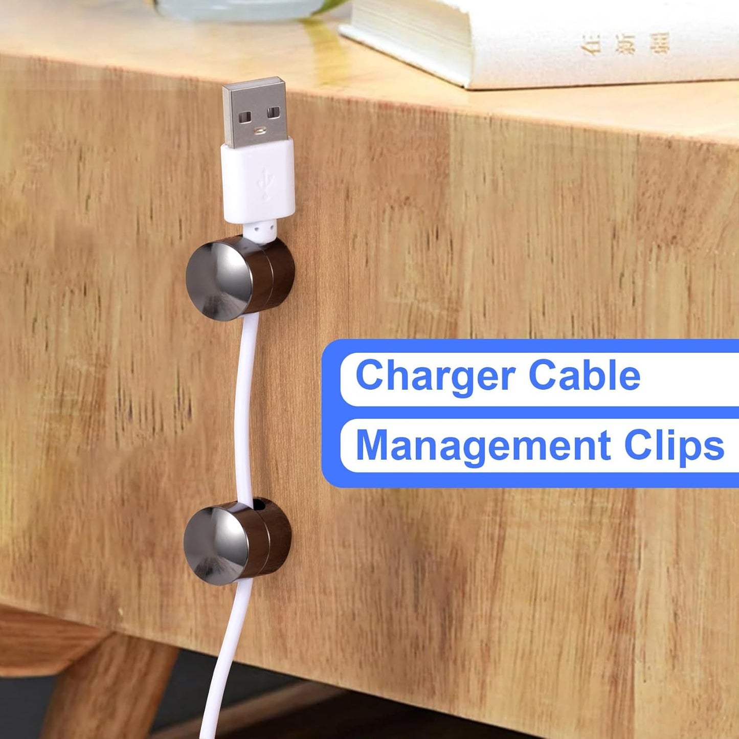 3 Sets Charger Holders for Cords, Black Adjustable Cable Anchor Holders, Adhesive Metal Cord Clips, Cable Management Wire Organizers for Desk, Office, Nightstand