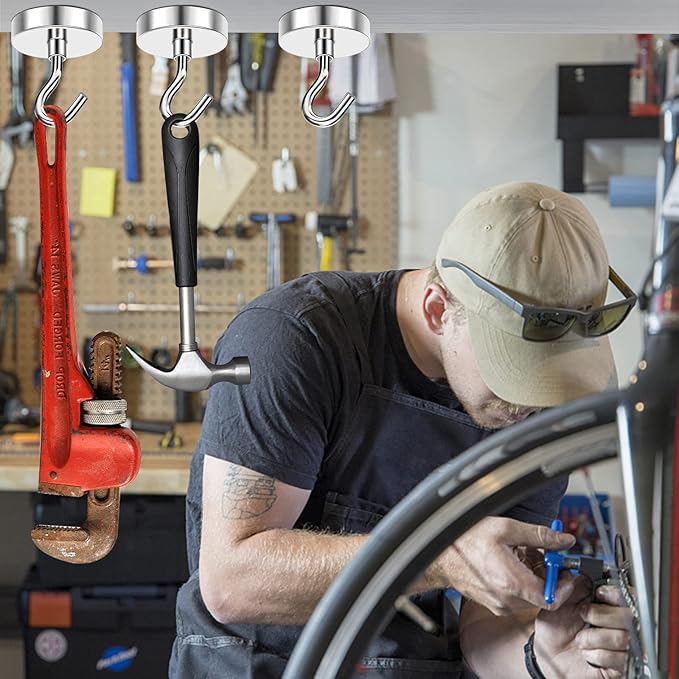 MIKEDE Strong Magnetic Hooks, 110Lbs Heavy Duty Magnetic Hooks for Cruise Cabin, Neodymium Earth Magnets with Hooks for Hanging, Super Metal Industrial Magnetic Hanger for Grill, Cruise, Storage