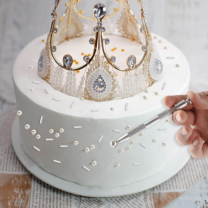 Kasvan silver Mix Sugar Sprinkles - Edible Candy Pearls with 4-Claw Sprinkle Pen,118g/4.16 Oz, Gift Box Pack, Baking Cake Decorations, Ice Cream Toppings and Cookie Decorating, Wedding Party Chirstmas Supplies